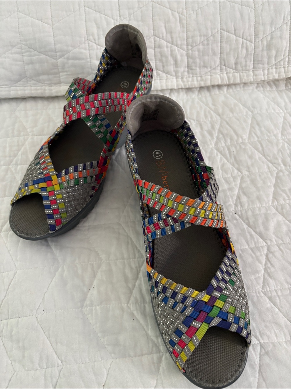 Multicolor Woven Stretch Sandals - Women